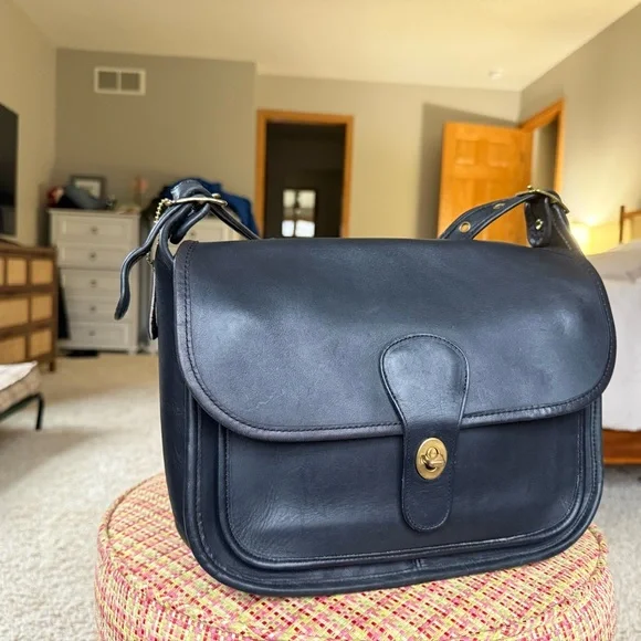 Coach Vintage 80’s OG Black Rambler Leather Crossbody Bag 9735 - Picture 3 of 14